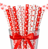 Valentines Red Assorted Paper Straws 25 per pack