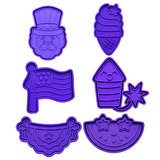 Patriotic Summer Cookie Cutter & Stamp Set – 6 Piece Fourth of July Collection