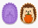 Hedgehog with Pumpkin Cookie Cutter & Embosser Stamp Set