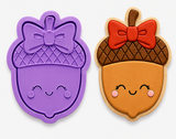 Sweet Acorn Bow Cookie Cutter & Embosser Stamp Set