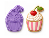 Cherry Cupcake Cookie Cutter & Embosser Set