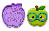 Kawaii Apple with Glasses Cookie Cutter & Embosser Stamp – Cute Back to School Cookie Cutter – Teacher Theme Cookies