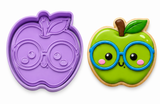 Kawaii Apple with Glasses Cookie Cutter & Embosser Stamp – Cute Back to School Cookie Cutter – Teacher Theme Cookies