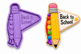 Back to School Pencil Banner Cookie Cutter & Embosser Stamp – First Day of School Cookie Cutter – Teacher & Student Cookies