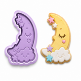 Sleeping Moon & Smiling Cloud Cookie Cutter & Embosser | Two-Piece Set