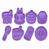 Mexican Cocina Cookie Cutter Set – 8 Piece Traditional Kitchen Cutter & Stamp Set