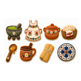 Mexican Cocina Cookie Cutter Set – 8 Piece Traditional Kitchen Cutter & Stamp Set