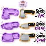 Spooky Halloween Kitchen Tools Cookie Cutter & Embosser Stamp Set – 3 Designs
