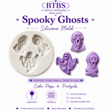Create spooky Halloween treats with this flexible silicone mold featuring three detailed ghost designs for fondant, chocolate, candy melts and cake decorating.