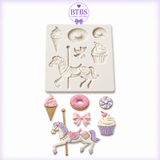 Sweet Treats & Carousel Horse Silicone Mold – 7-Cavity Dessert & Carnival Design Mold