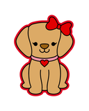 Sweetheart Pup Cookie Cutters with Stamp Size Option
