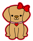 Sweetheart Pup Cookie Cutters with Stamp Size Option