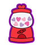 Valentines Gum Ball Machine Cookie Cutters with Stamp Size Option