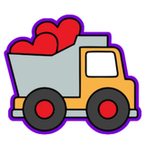 Valientines Dump Truck Cookie Cutters with Stamp Size Option