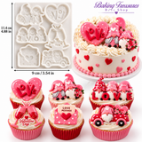 Valentine’s Day Love Gnome Silicone Mold – 6-Cavity Heart, Envelope, Truck & Champagne Fondant Mold