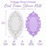 Vintage Heart Ornate Oval Frame Silicone Mold