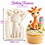 Baby Giraffe with BABY Blocks Silicone Mold – Safari Baby Shower Fondant & Cake Decorating Mold