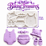 Baby Girl Outfit Silicone Mold – Romper, Bloomers, Bonnet, Bow & Shoes