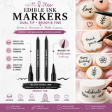 Black Dual Tip Edible Ink Markers – 2 Pack Food Decorating Pens
