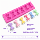 Mini Bow Silicone Mold – 6 Cavity Ribbon Bow Mold for Fondant, Chocolate, Candy & Resin