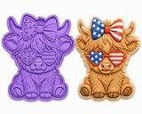 Patriotic Highland Cow Girl Cookie Cutter & Embosser Set
