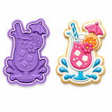 Pool Splash Tropical Drink Cookie Cutter & Embosser Stamp Set