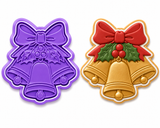 Christmas Bells with Holly & Bow Cookie Cutter & Embosser Two-Piece Set