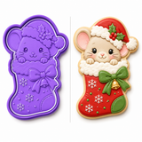 Christmas Mouse in Stocking Cookie Cutter & Embosser Two-Piece Set