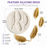 Detailed Feather Silicone Mold – 4 Cavity Decorative Feather Mold