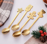 Christmas Gold Coffee & Dessert Spoons – 4-Piece Set