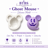 Add a cute and spooky touch to Halloween treats with this Ghost Mouse Silicone Mold. The mold features a playful ghost design with round ears, a smiling face, and a curled ghost tail, creating a dimensional decorative piece perfect for Halloween baking and treat making.