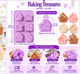Gingerbread House Cake & Christmas Village Silicone Mold – 6-Cavity Holiday Chocolate, Fondant & Candy Mold
