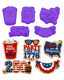 Patriotic Party Cookie Cutter and Stamp Set  5-Piece Set – Fourth of July Americana Fondant Embosser Collection