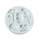 Owl, sloth and hedgehog silicone fondant mold for woodland themed cake decorations