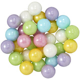  Pastel rainbow edible sugar pearls in pink, lavender, yellow, blue, green and white for cake and cupcake decorating.