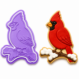 Red Cardinal Winter Branch Cookie Cutter & Embosser Stamp Set