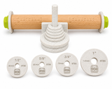 Rolling pin spacer guide system with holder and disk organizer