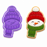 Smiling Snowman Face Cookie Cutter & Embosser Two-Piece Set