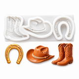 Western Cowboy Boots, Hat & Horseshoe Silicone Mold