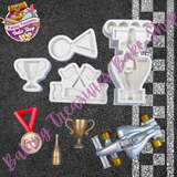Racecar theme Checkered Flag With Champagne Silicone Mold