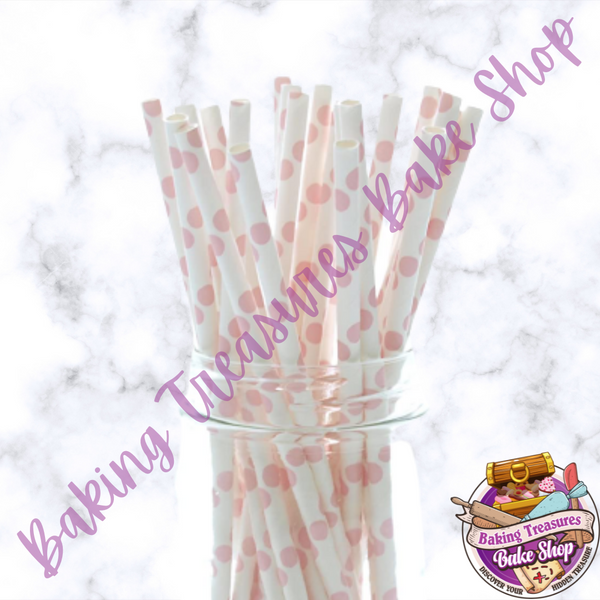Pink Polka Dot Paper Straw*