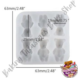 Stuffed Teddy 6 Cavity  Silicone Mold