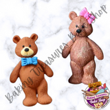 Teddy Bear With Bow Silicone Mold