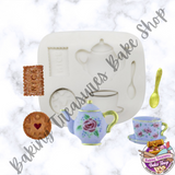 Tea Party Silicone Mold – Teapot, Biscuit & Dessert Fondant Mold
