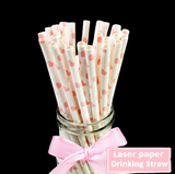 PINK HEART Paper Straws