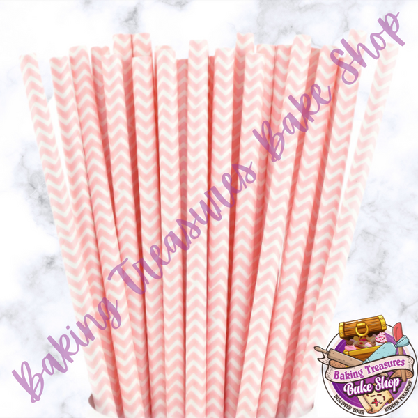Light PINK Chevron Paper Straws