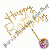 Happy Birthday Cake topper Gold