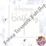 Happy Birthday Cake topper SILVER