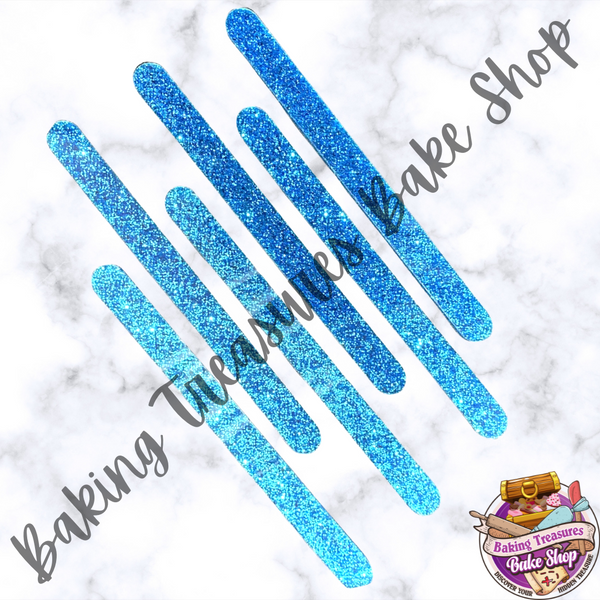 Glitter Acrylic Popsicle Sticks- Light Blue