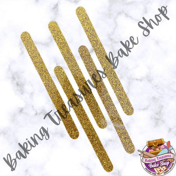 Glitter Acrylic Popsicle Sticks- Gold